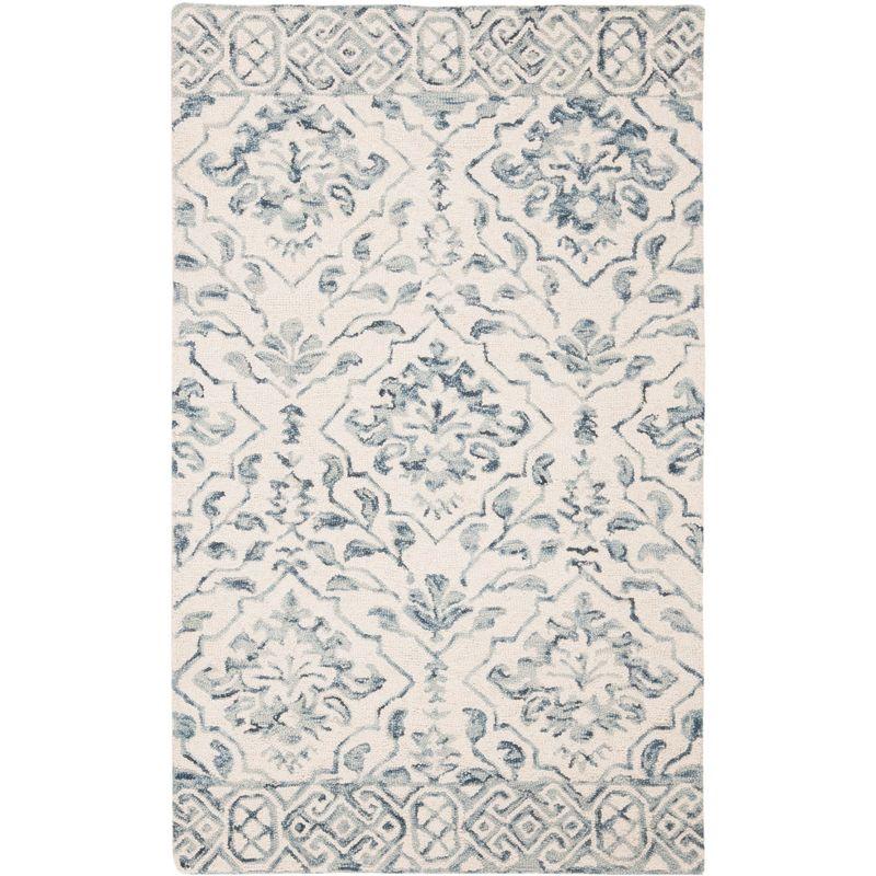 Blue and Ivory Hand-Tufted Wool Area Rug 3' x 5'