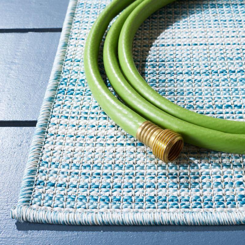 Hampton HTN231 Power Loomed Indoor/Outdoor Area Rug - Aqua Ivory/Multi - 5'1"x7'6" - Safavieh.