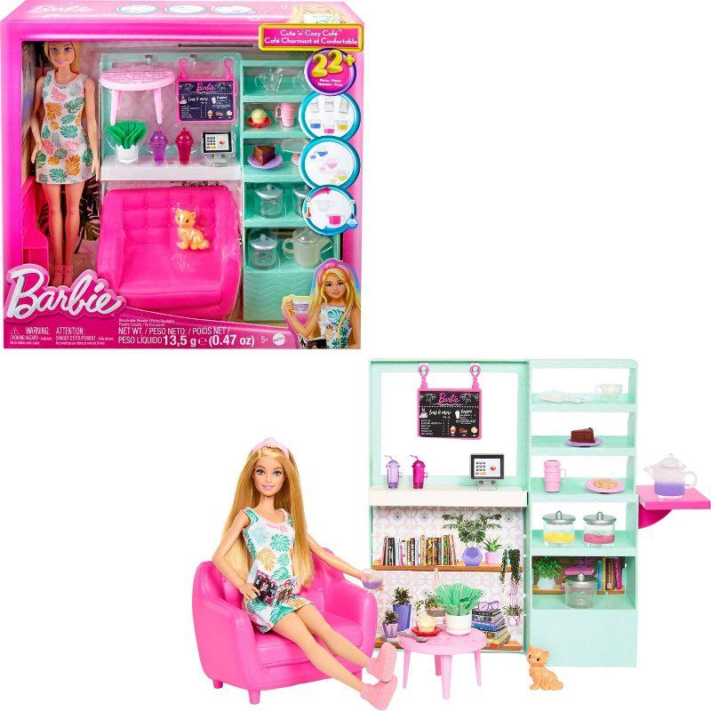 Barbie Cute N Cozy Cafe Doll and Playset 21 Accessories with Color Change Teapot (Target Exclusive)