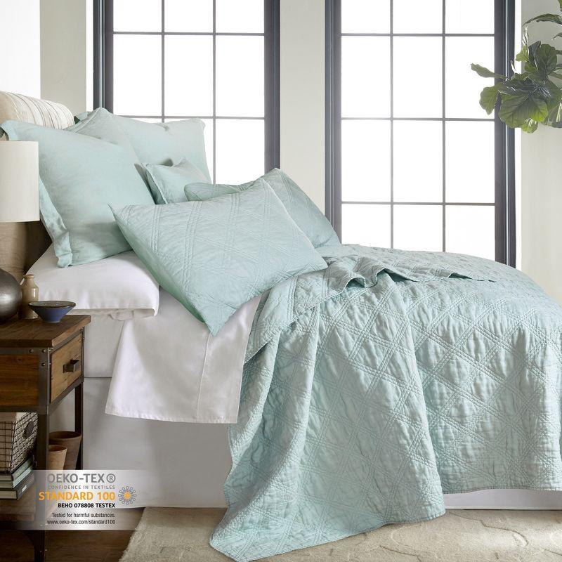 Spa King Quilted Sham in Linen and Cotton Blend