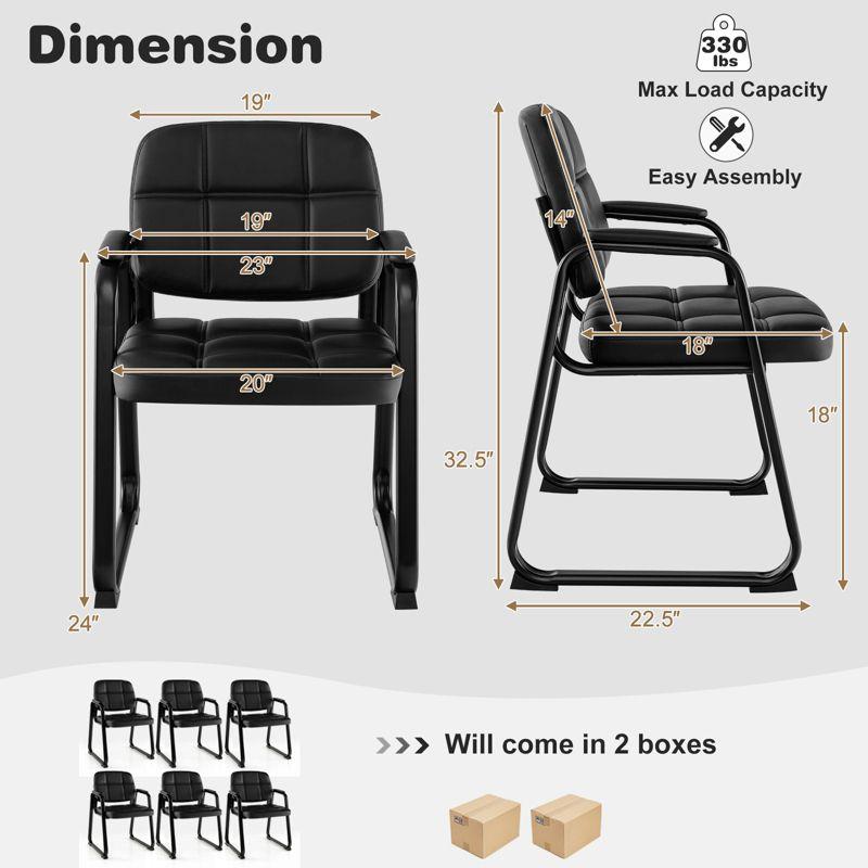 Costway Waiting Room Chair Set of 2/4 Upholstered Guest Conference Chair with Armrest Black