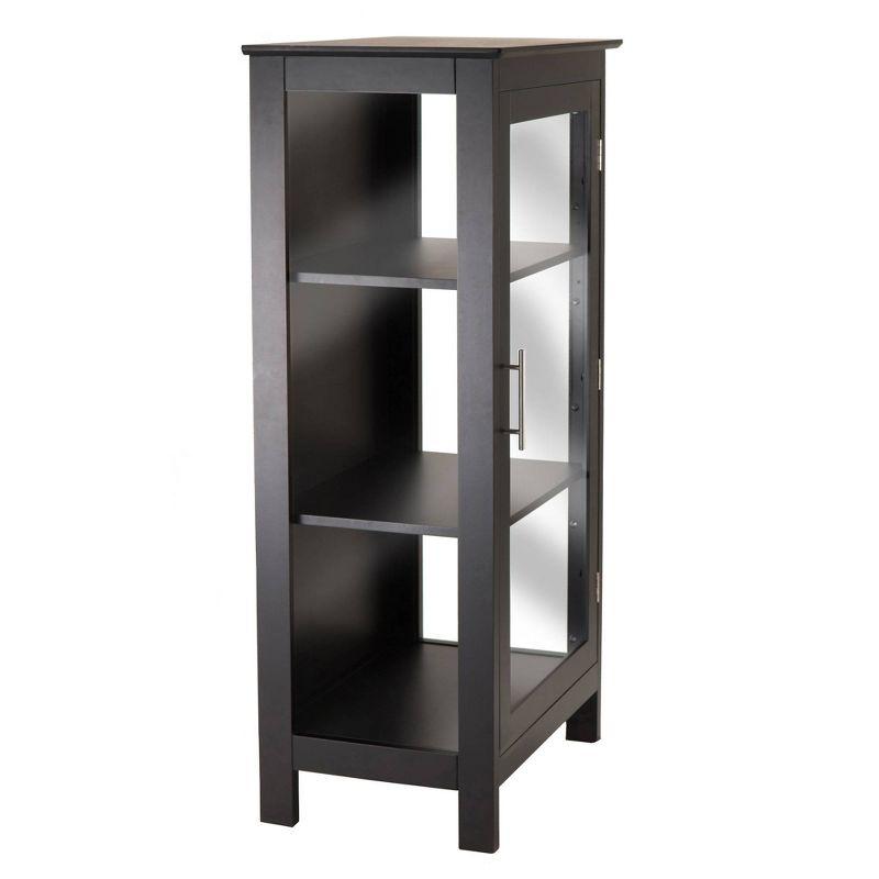 Poppy Display Curio Cabinet with Glass Door Wood/Black - Winsome: Tempered Glass, 3 Fixed Shelves, Metal Handle