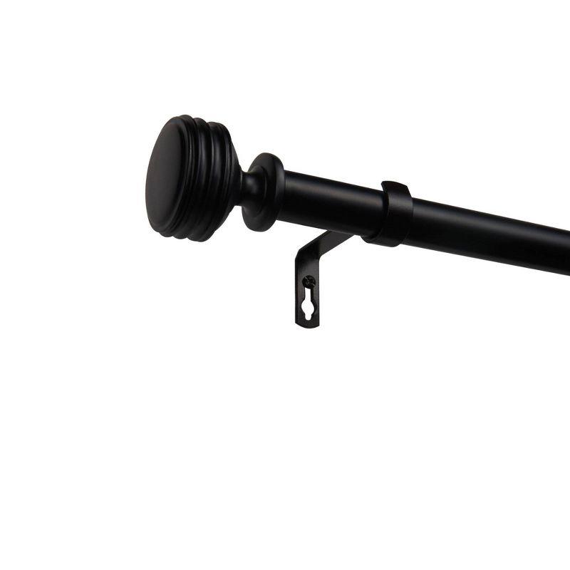 Exclusive Home 66"-120" Duke Curtain Rod - Matte Black: Iron, Single Rod, 25 lb Capacity, Rounded Cap Finial