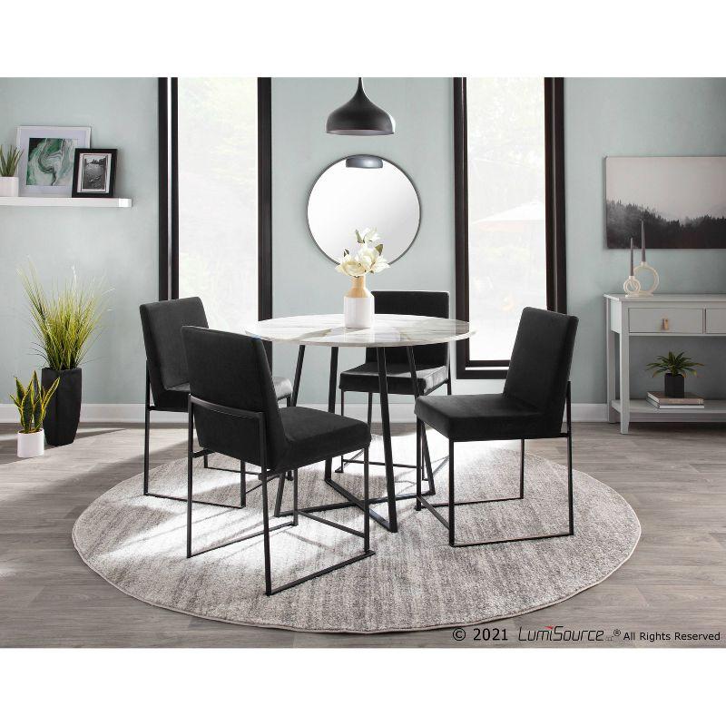 Set of 2 High Back Fuji Dining Chairs Velvet/Steel Black - LumiSource