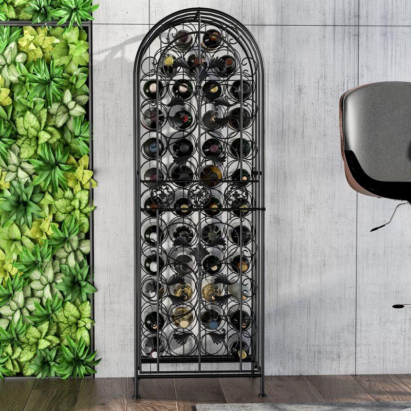 HOMCOM 45-Bottle Modern Wine Organizer Decorative Portable Wrought Iron Wine Rack Jail