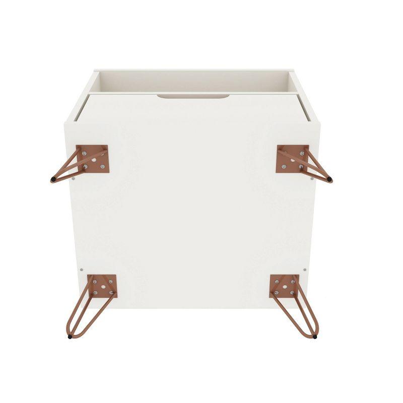 Manhattan Comfort 1.0 Rockefeller Nightstand White: Modern Bedside Table with Storage & Shelving
