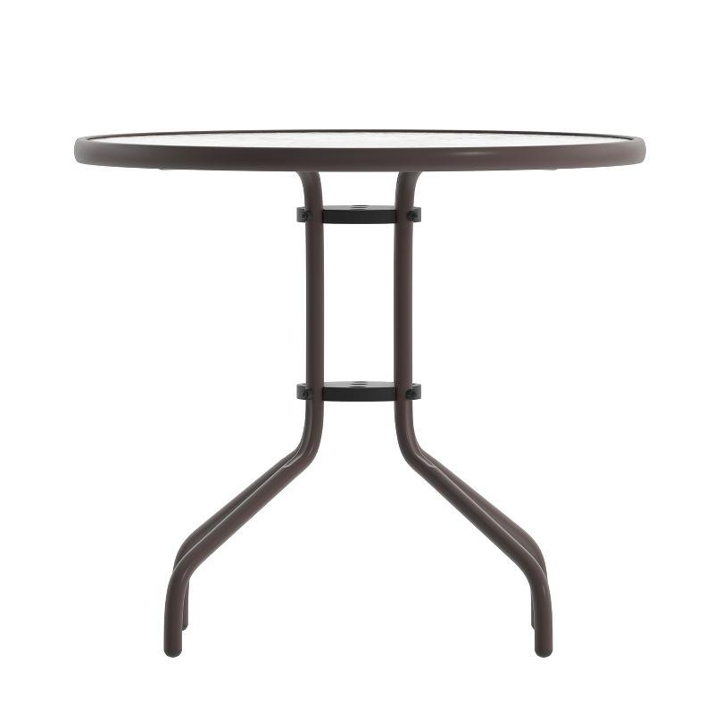 Flash Furniture Bellamy 31.5'' Bronze Round Tempered Glass Metal Table