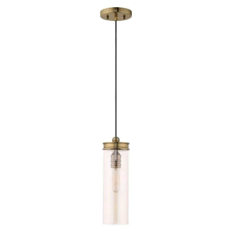 Livex Lighting Art Glass 1 - Light Pendant in  Antique Brass