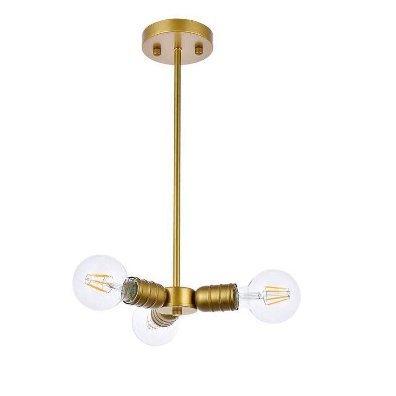 Elegant Lighting Reyes 3 lights brass pendant
