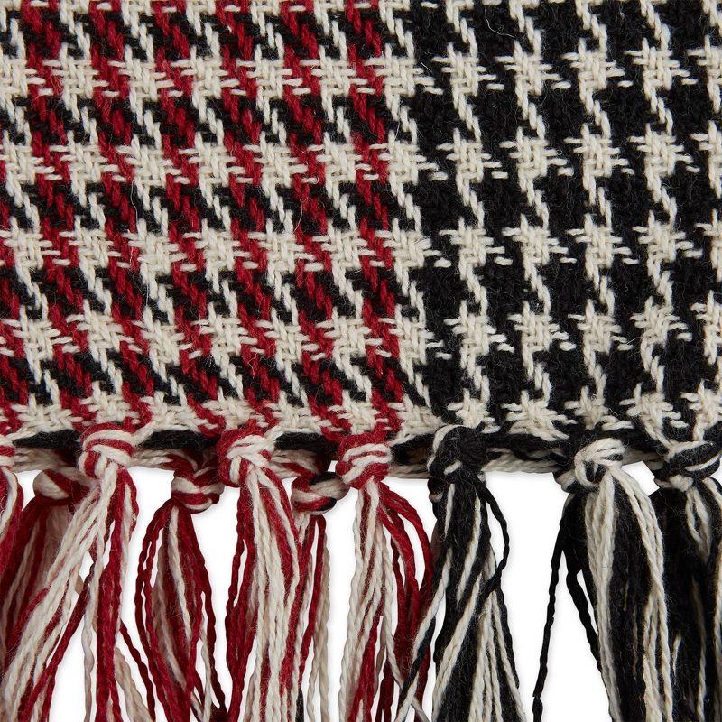 50"x60" Houndstooth Plaid Throw Blanket Red/Black - Design Imports: Cozy, Hypoallergenic, Machine Washable