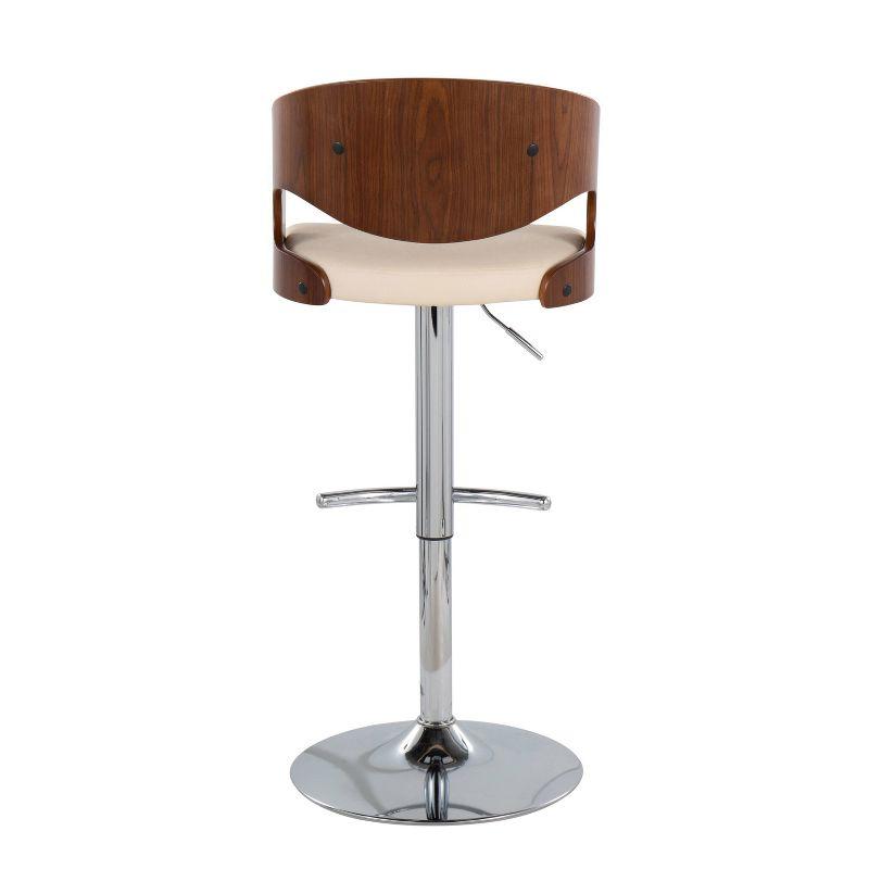 Set of 2 Walnut and Cream Adjustable Swivel Bar Stools