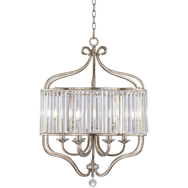 Vienna Full Spectrum Stella Antique Soft Silver Chandelier 22" Wide French Crystal Glass 6-Light Fixture for Dining Room House Foyer Kitchen Island