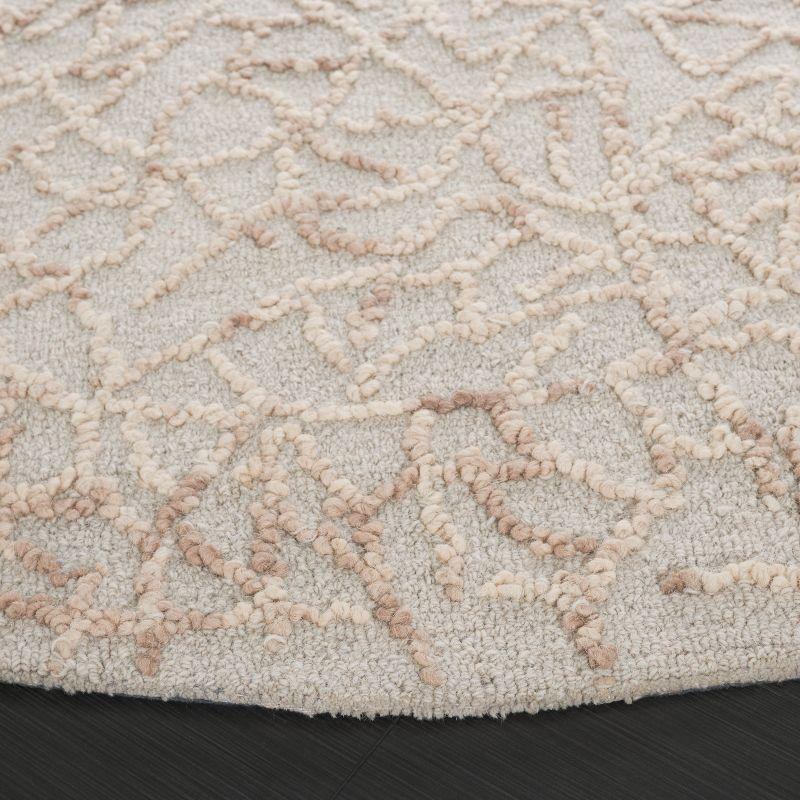 Abstract ABT279 Handmade Tufted Area Rug - Beige/Grey - 6' X 6'  Round - Safavieh