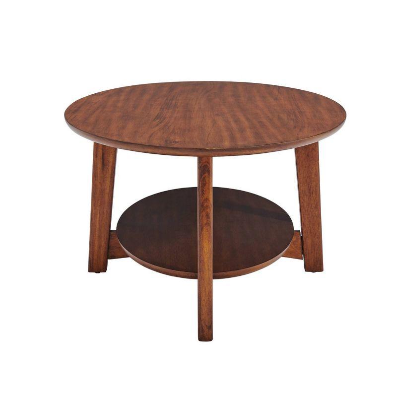 Monterey Oval Mid Century Modern Wood Coffee Table Chestnut: Tapered Legs, Floating Shelf - Alaterre Furniture