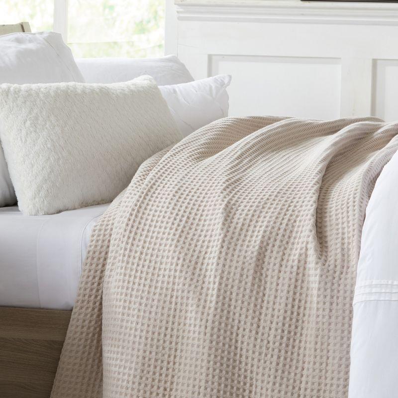 Market & Place 100% Cotton Waffle Weave Bed Blanket King Taupe