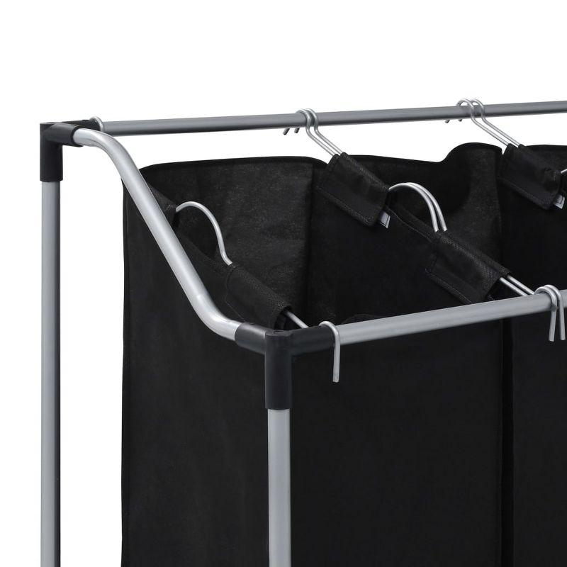 VidaXL Laundry Sorter with 3 Bags Black Steel