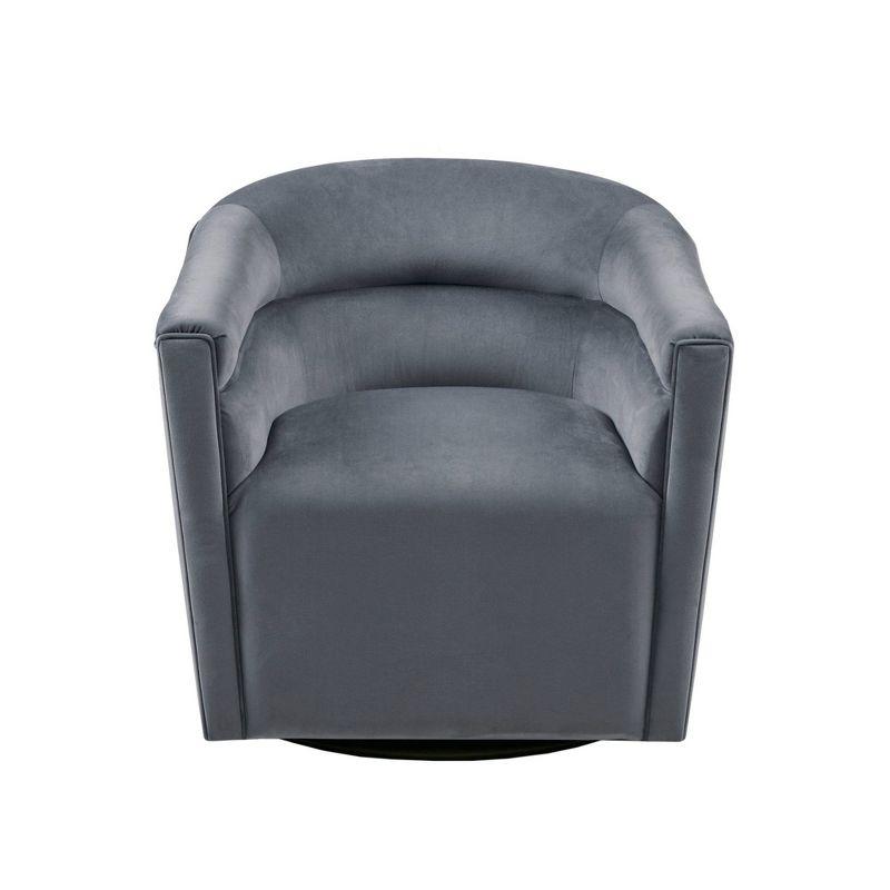 Elegant Gray Velvet Barrel Swivel Accent Chair