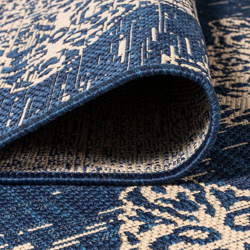 4'x6' Tuscany Ornate Medallions Indoor/Outdoor Area Rug, Navy/Beige - JONATHAN Y