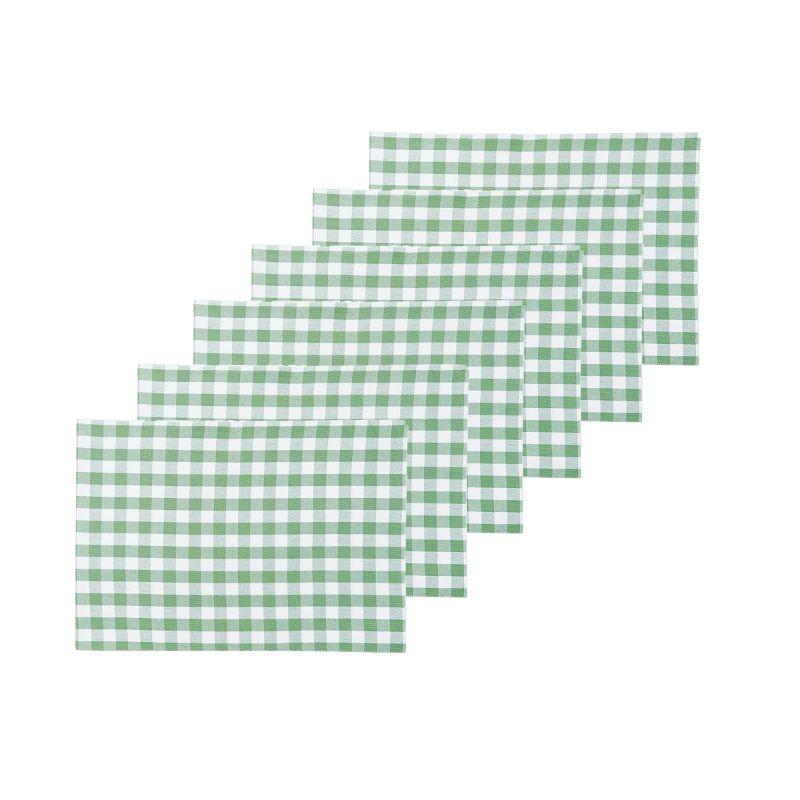 Green and White Cotton Gingham Rectangular Placemats Set of 6