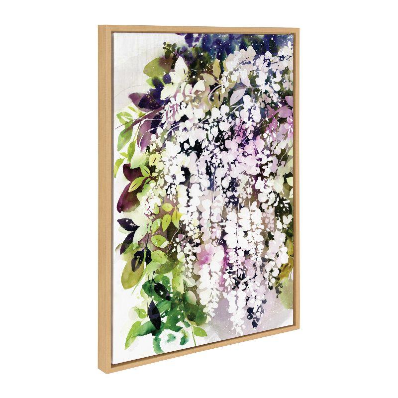 Kate and Laurel Sylvie White Wisteria Framed Canvas by Ingrid Sanchez of CreativeIngrid, 23x33, Natural