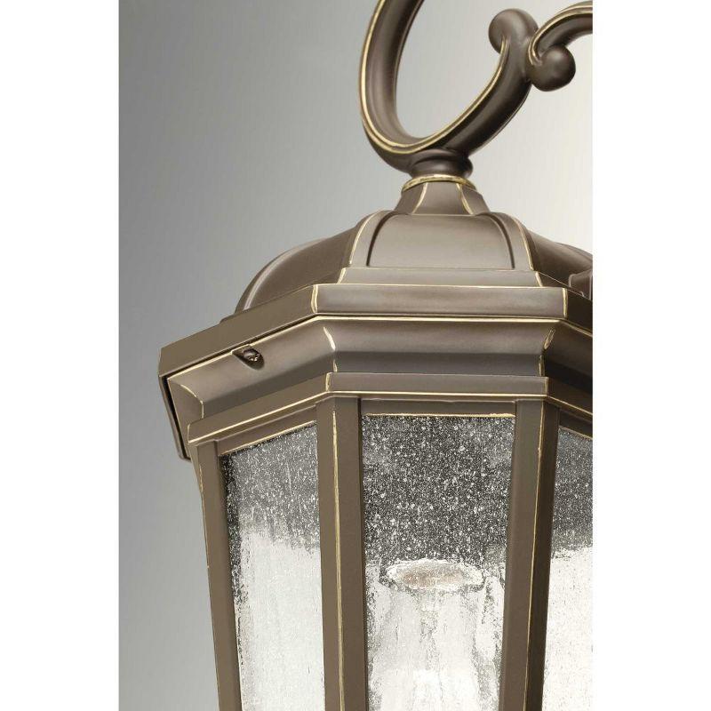 Progress Lighting Verdae 3-Light Outdoor Wall Lantern, Antique Bronze, Clear Seeded Glass