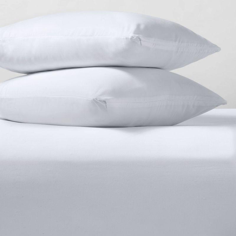 White Standard/Queen Polyester Zippered Pillow Protectors - 2 Pack