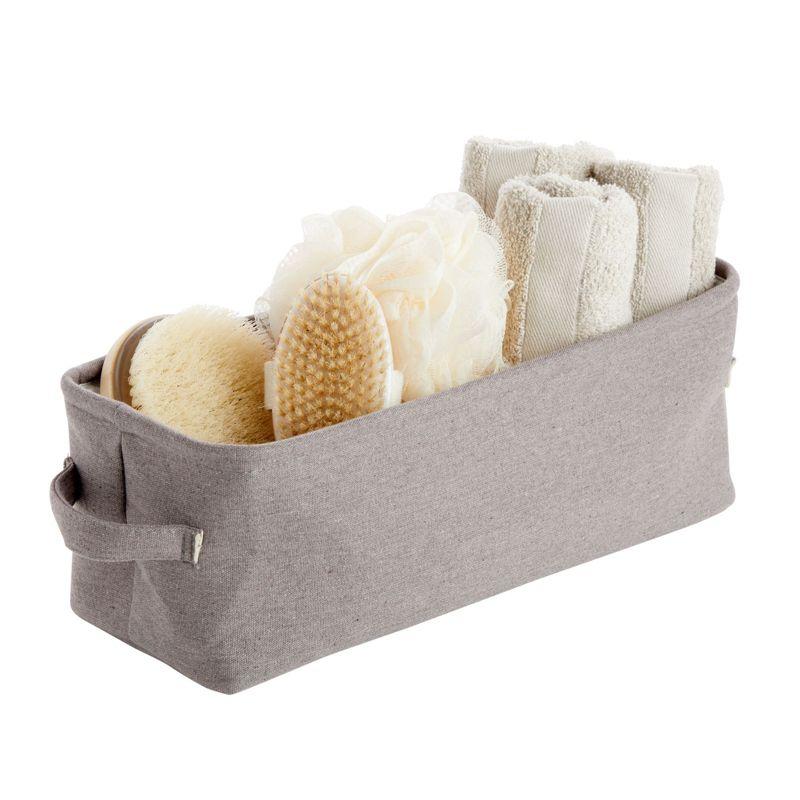 Gray Jute Fabric Storage Bin Basket Container Cubes Organizer with Handles Rectangular 16"x6"x5.25"