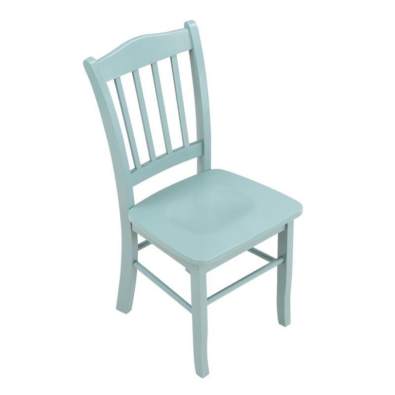 High Back Blue Upholstered Wood Side Chair