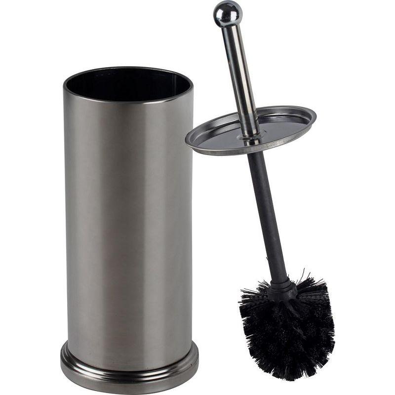 Toilet Brush Set - Toilet Bowl Set in Chrome - Toilet Cleaning with Lid and Holder Bowl - Homeitusa