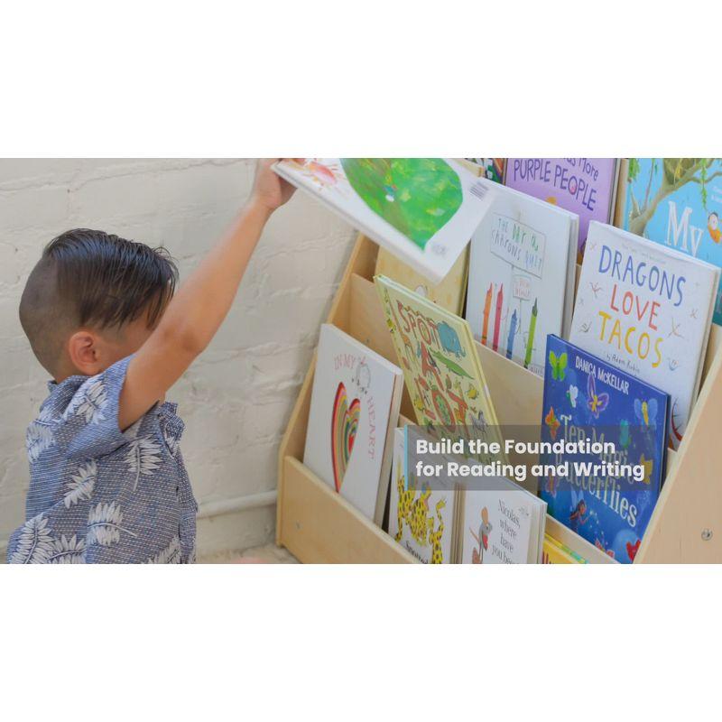 ECR4Kids Double-Sided Mobile Book Display with Storage, Natural