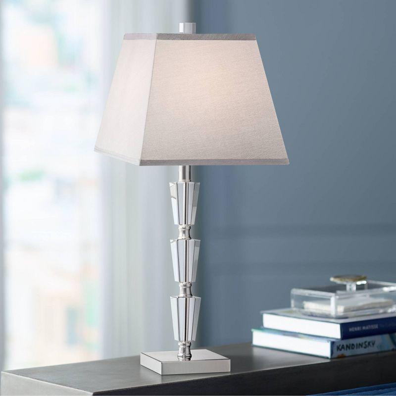 Vienna Full Spectrum Deco Collection 27" Tall Modern Table Lamp Chrome Finish Metal Stacked Crystal Single Living Room Bedroom Bedside Nightstand