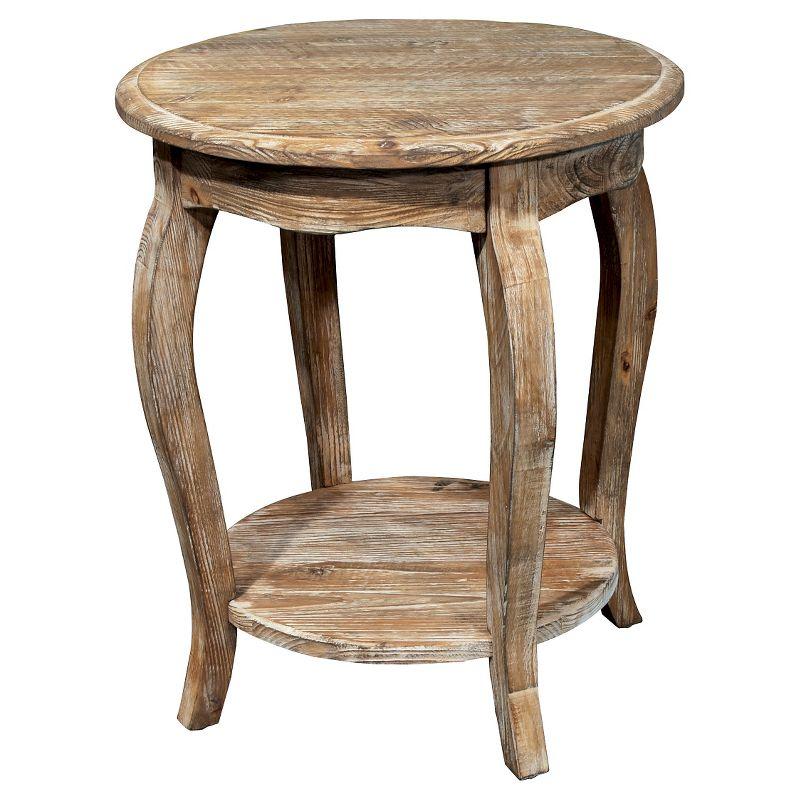 Rustic Reclaimed Wood Round End Table in Driftwood Brown