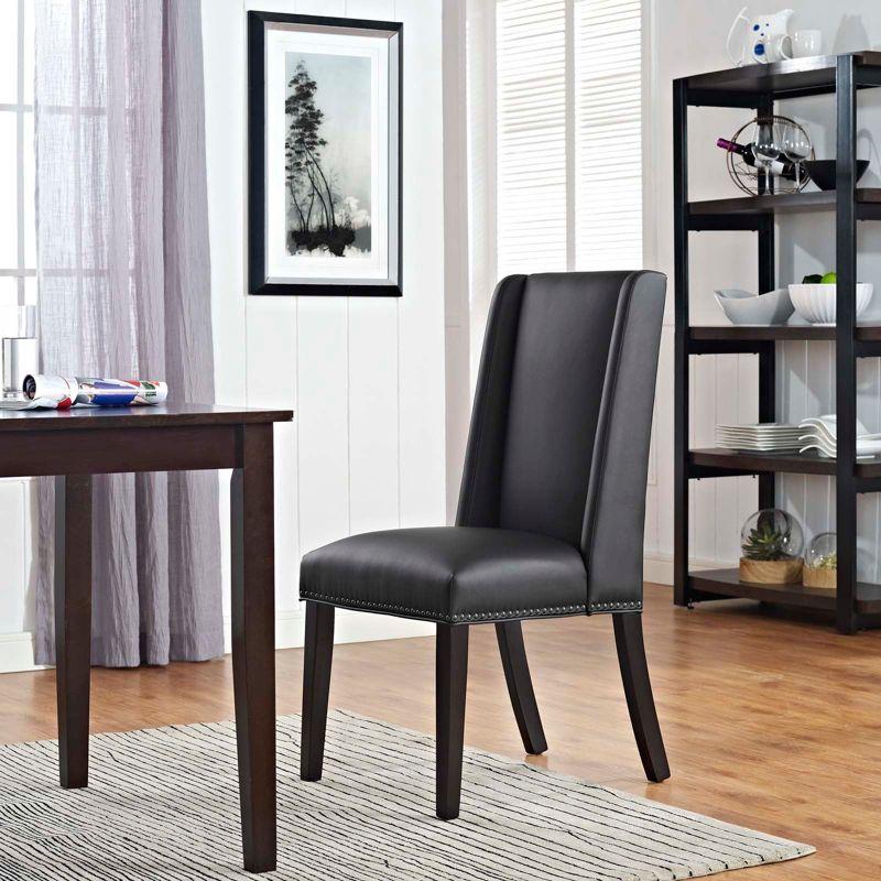 Black Faux Leather High Back Parsons Side Chair