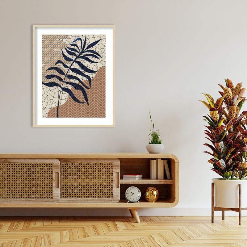 Amanti Art Palm Leaf Mosaic Design by Little Dean Wood Framed Wall Art Print