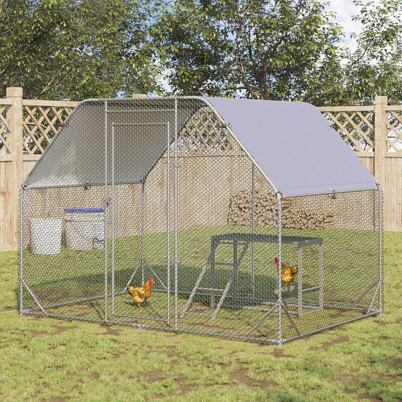 PawHut Chicken Activity Play w/ Swing Set for 3-4 Birds & Healthier Animals, Chicken Coop Accessory with Chicken Perches & Hen Ladder