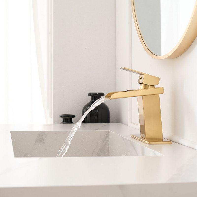 BWE Waterfall Single Hole Single-Handle Low-Arc Bathroom Faucet With Supply Line