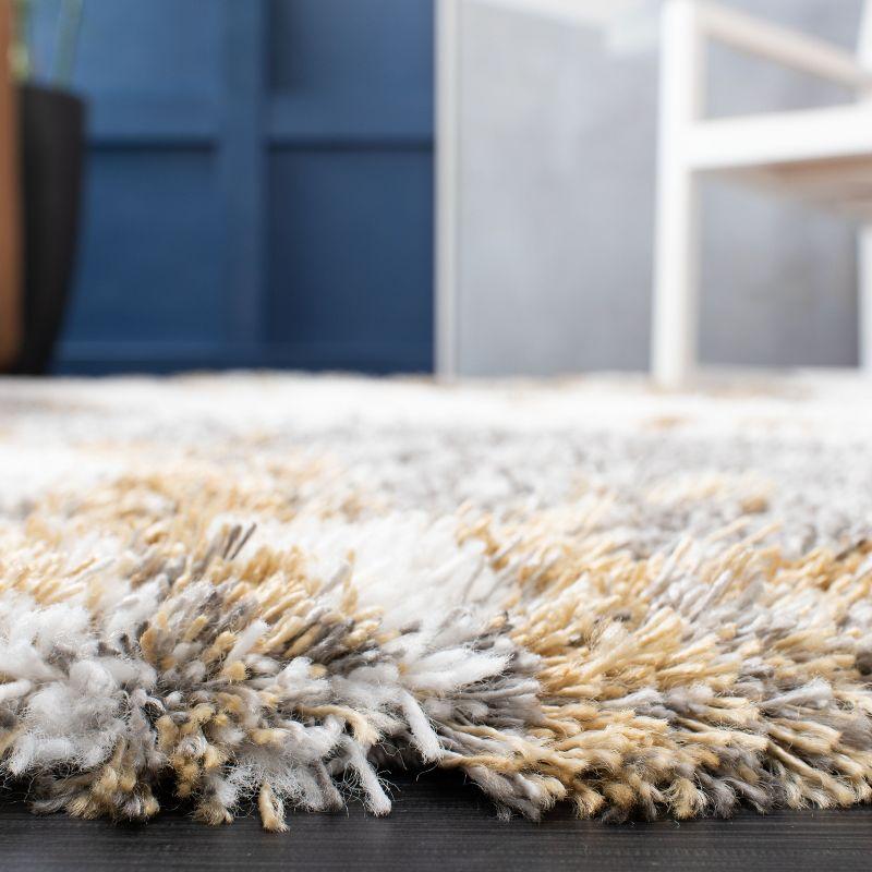 Horizon Shag 800 HZN890 Machine Made Area Rug - 6'7"x6'7" - Grey/Gold - Safavieh