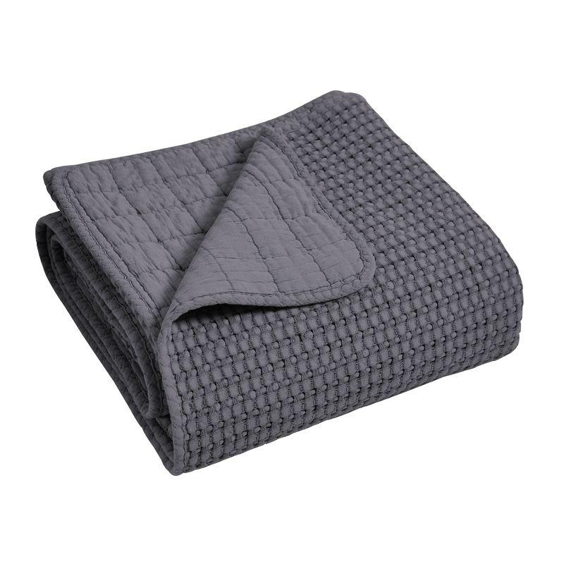 Mills Waffle Charcoal Quilted Throw - Levtex Home