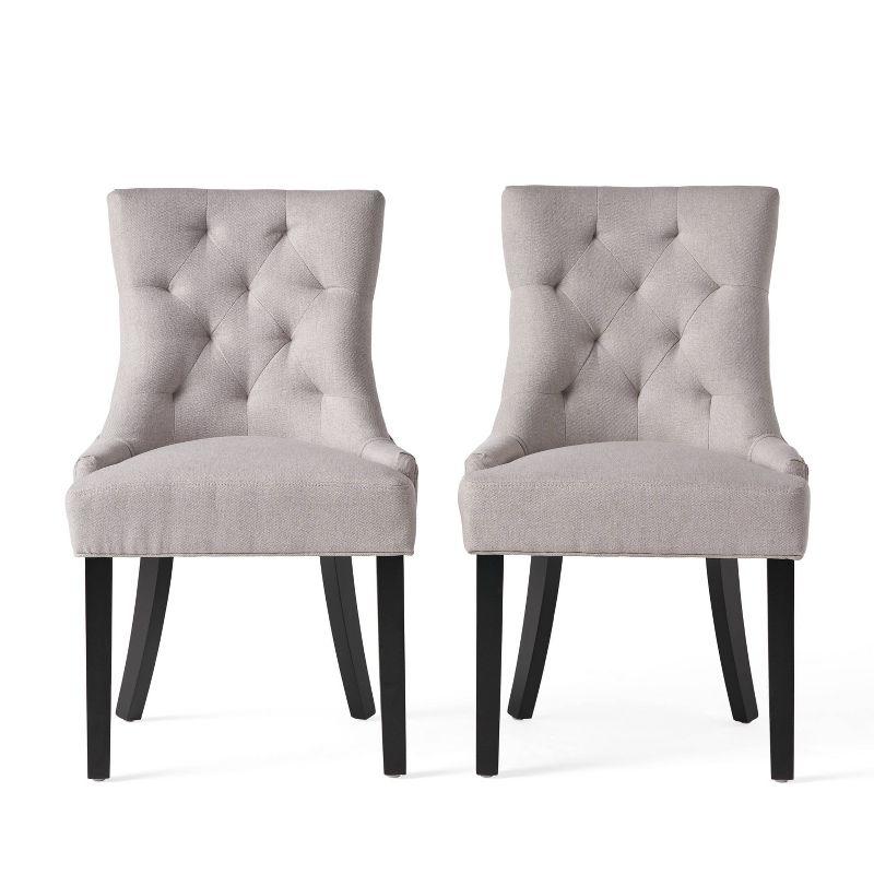 Christopher Knight Home Maggie Contemporary Tufted Armless Dining Chairs (Set of 2), Light Gray/Fabric