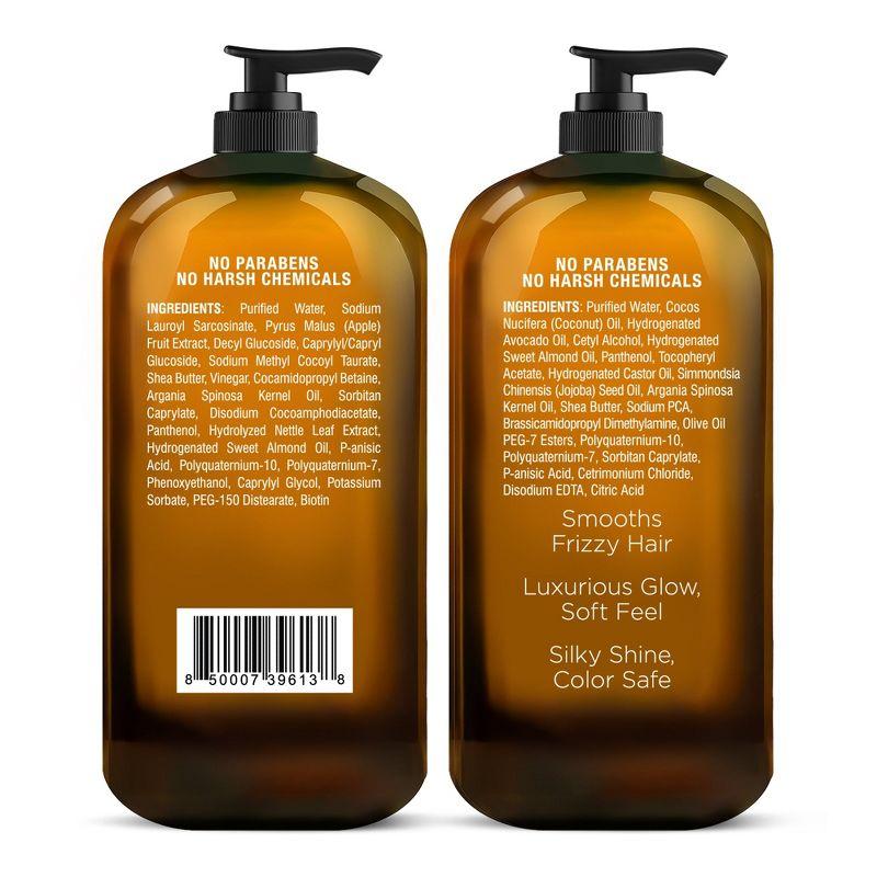 Majestic Pure Apple Cider Vinegar Shampoo & Avocado Coconut Conditioner Set - 16 Fl Oz Each