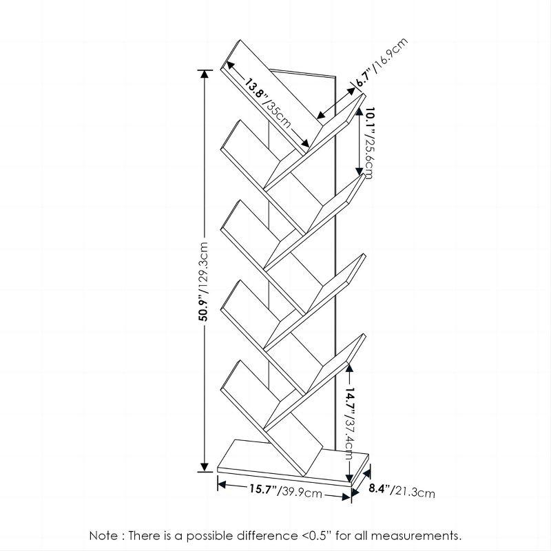 Furinno Tree Bookshelf 9-Tier Bookcase Floor Standing Book Rack Display Stand,Espresso