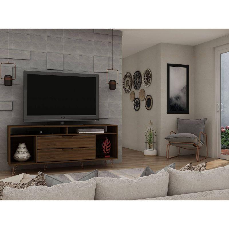 Rockefeller TV Stand for TVs up to 60" with Storage, Cable Management Brown - Manhattan Comfort