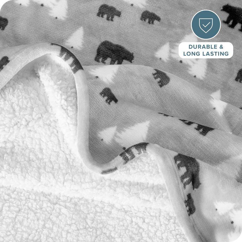 Bare Home Bare Home Printed Sherpa Fleece Blanket - Warm & Lightweight - Soft Plush Blanket - Reversible
