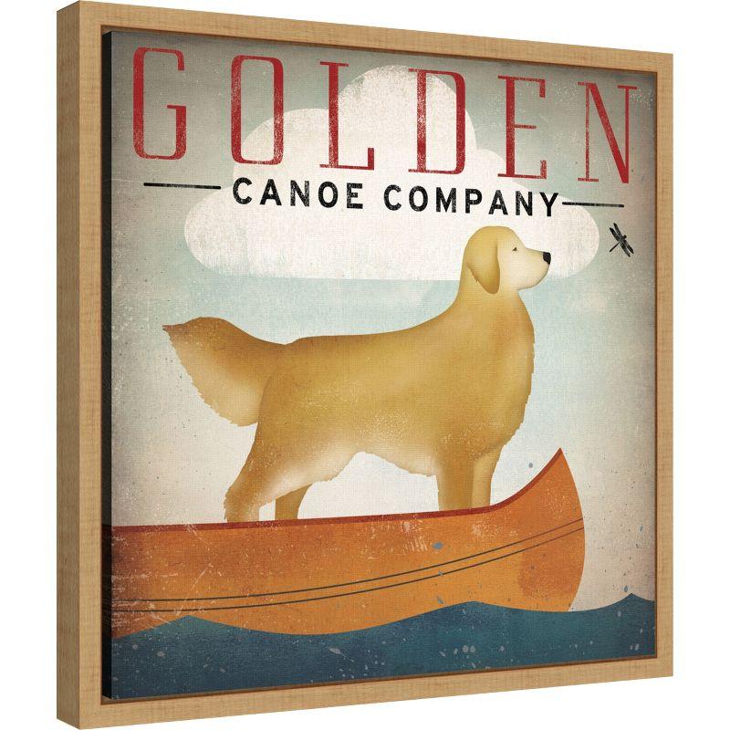 Amanti Art Golden Dog Canoe Co (right face) by Ryan Fowler Framed Canvas Wall Art