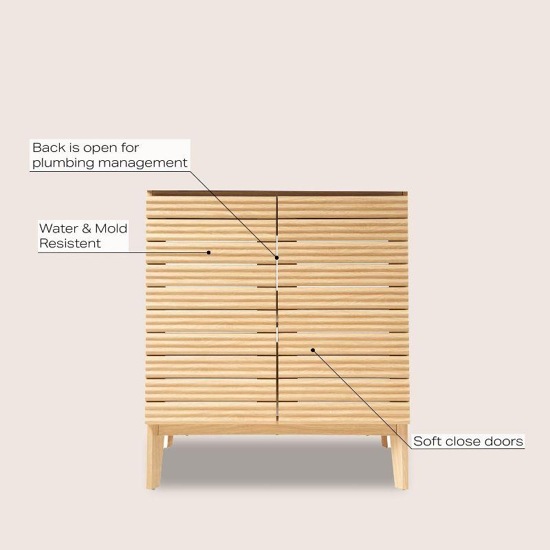 Calandre 30" Slat Modern Farmhouse 2-Shelf Bath Vanity Cabinet Only (Sink Basin not Included)