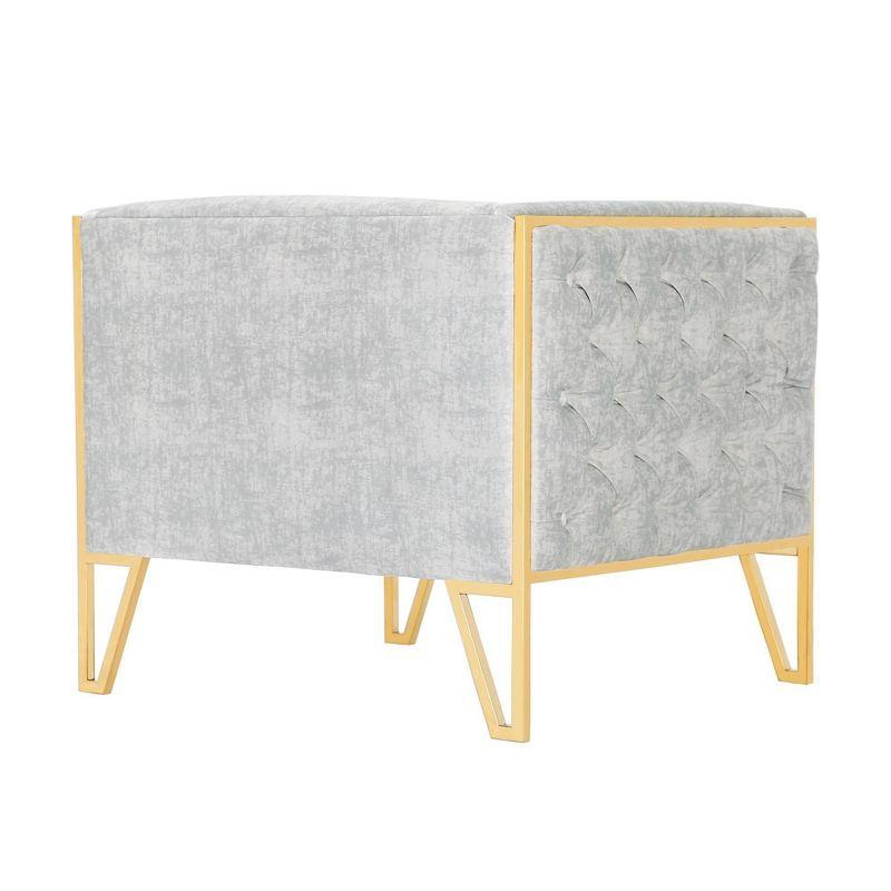 Set of 2 Vector Velvet Accent Chairs Gray - Manhattan Comfort: Plush Upholstery, No Assembly Required