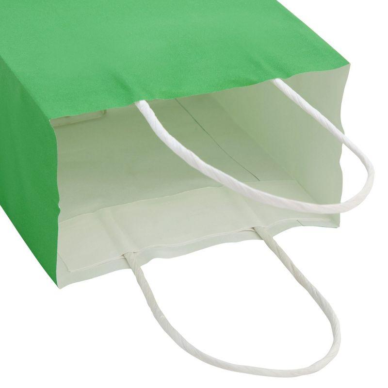 Blue Panda 25-Pack Green Gift Bags with Handles - Small Paper Treat Bags for Birthday, Wedding, Retail (5.3x3.2x9 In)