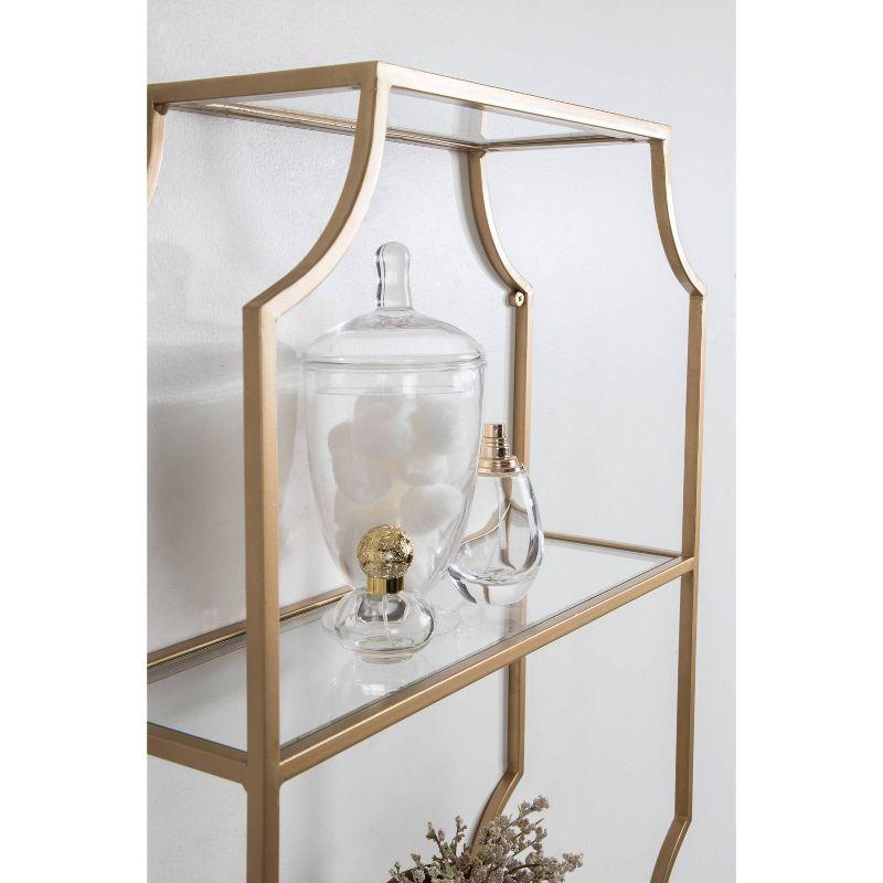 18" x 24" Ciel Metal Wall Shelf Gold - Kate & Laurel All Things Decor: Elegant Storage, 3-Tier Glass Display