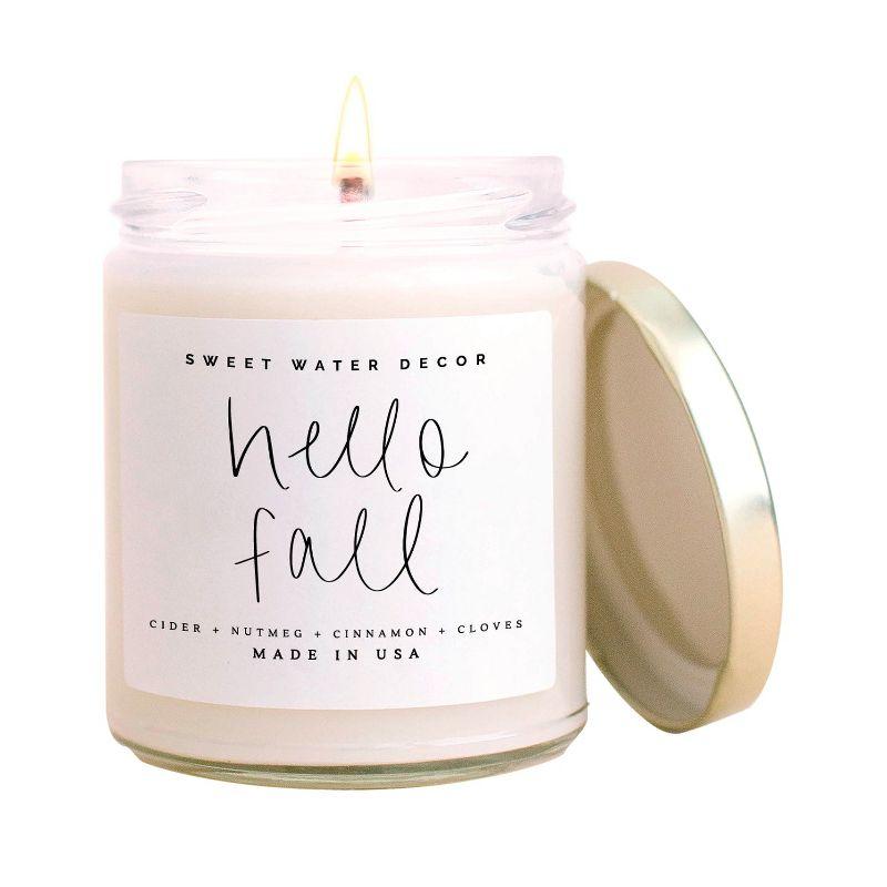 Hello Fall Scented Soy Jar Candle with Script Label