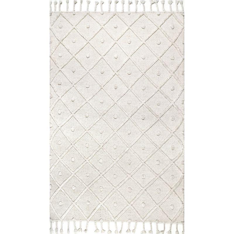 Ivory Trellis Braided Wool 3' x 5' Handmade Rug